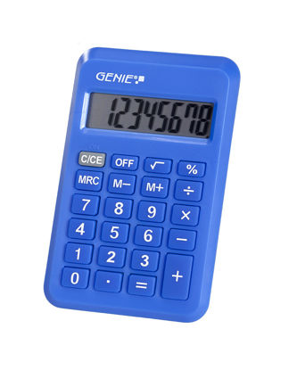 Show details for Genie 400p Basic Calculator Blue or Pink Picture of Genie 400p Basic Calculator Blue or Pink